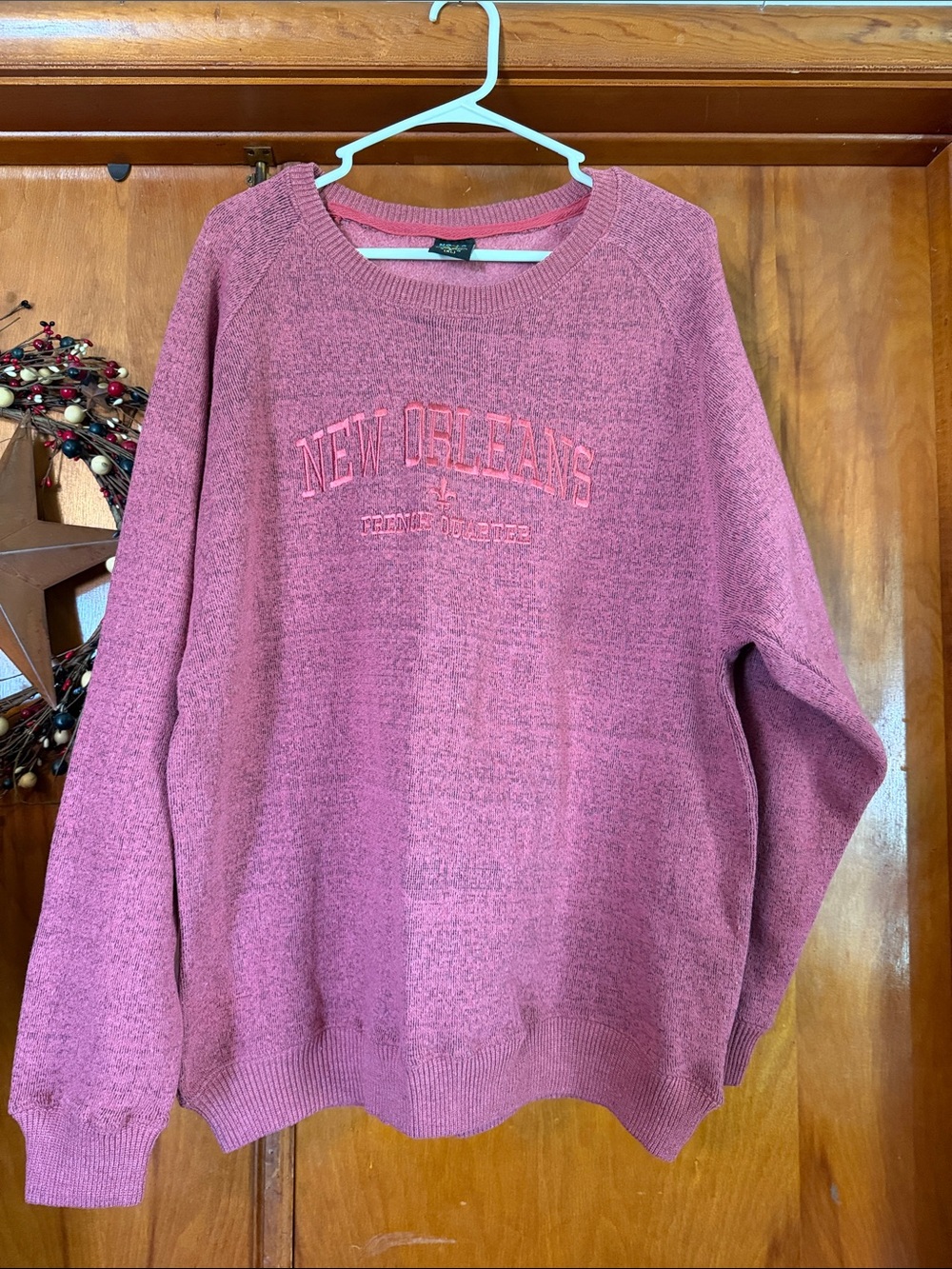 Nola Rose Pink Crewneck Sweater - 'New Orleans' Embroidered